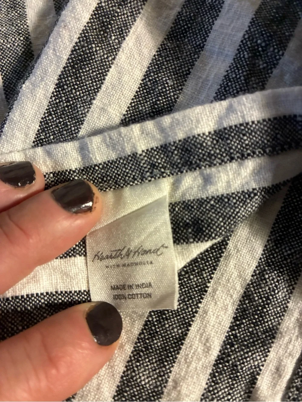 Magnolia Towels & World Market 3 100% Cotton NWOT Cream/Tan/Black/White Stripes